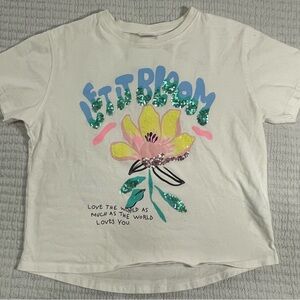 Zara Kids White 'Let Bloom' T-Shirt